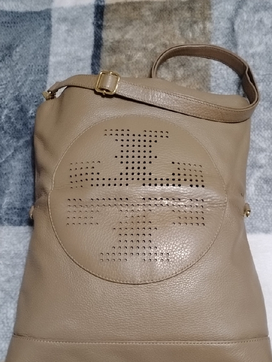 Tory Burch Handbags - EUC💕TORY BURCH LEATHER Convertible Tote/Crossbody Taupe Brown,  Perforated TT